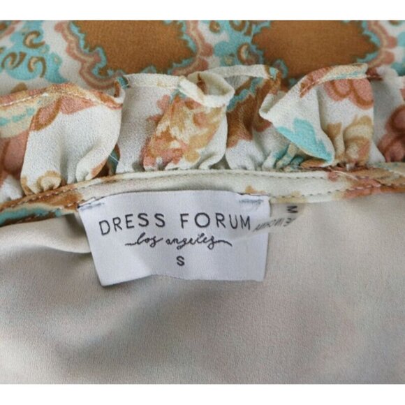 DRESS FORUM LOS ANGELES - WOMEN'S BOHO FLORAL PRINT LONG SLEEVE RUFFLE DRESS - S - Picture 9 of 9